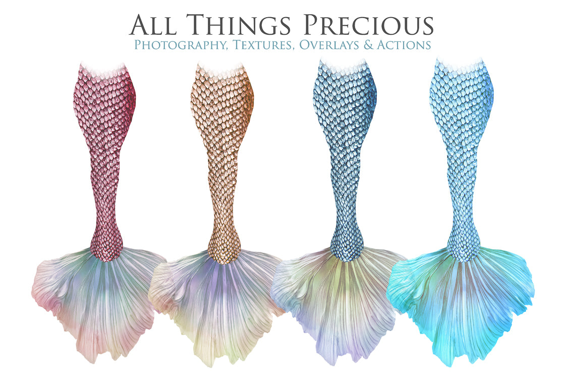 Png transparent Mermaid Tail fin overlays in colourful tints. By ATP Textures Ocean undersea digital backgrounds.